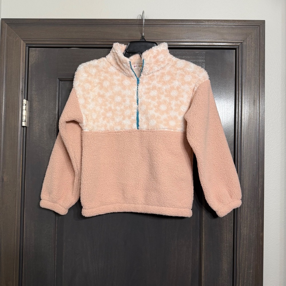 Love Glam Girl‎ Girls Peach Sherpa Fleece Quarter Zip Pullover 
 M 8-10
